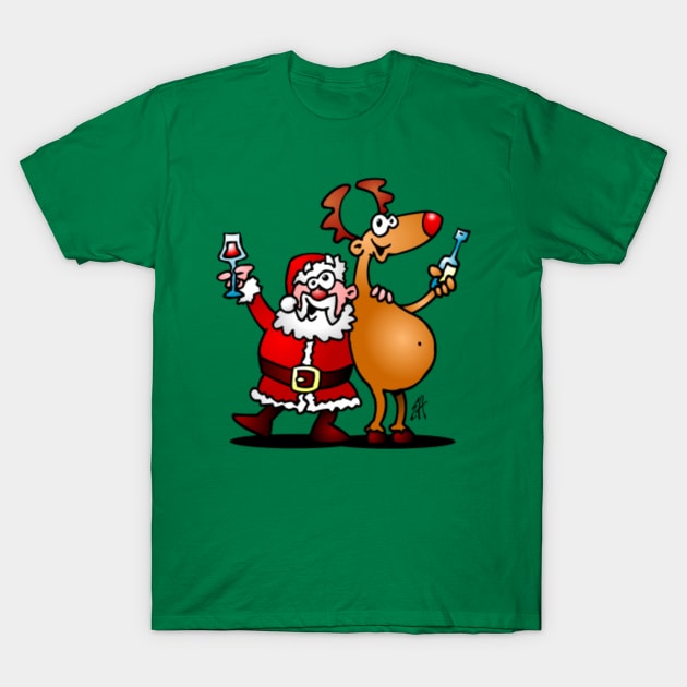 Santa Claus and his reindeer T-Shirt by Cardvibes